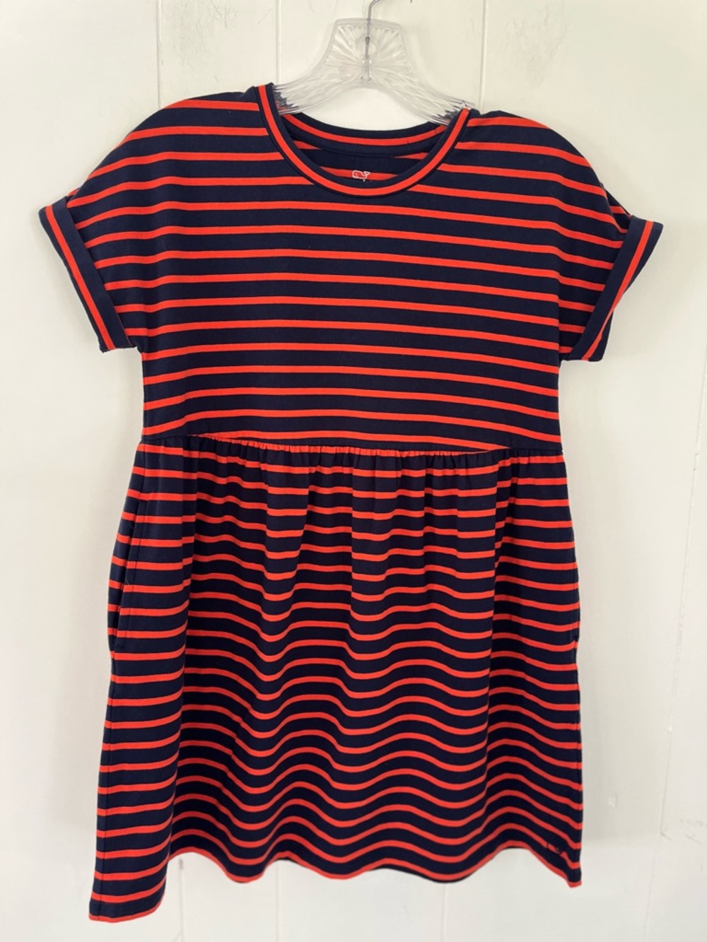 Vineyard Vines Girl’s Every Day Jersey Dress Navy Red Size 10-12 Medium